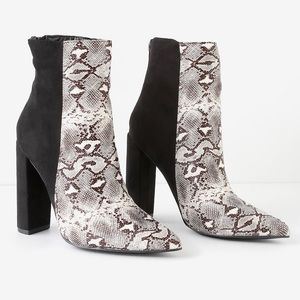 Karin Natural Snake Two-Tone High Heel Booties